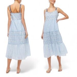 J. Crew Blue Print Tie Strap Maxi Dress, Size XXL, New with Tags